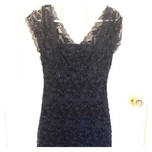 Navy Lace Beaded Dress
